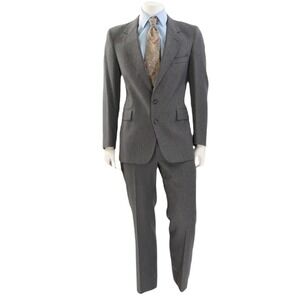 70s Vintage Levis Business Class Pinstripe Suit Gray Flat Front Pants & Jacket L